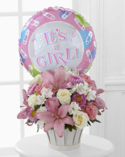 <div class="summary entry-summary">
<div class="woocommerce-product-details__short-description">
<p>The FTD Girls Are Great!™ Bouquet is blooming with sweet love to congratulate the new family on their darling baby girl! White roses, white Peruvian lilies, pink carnations, pink matsumoto asters, pink Asiatic lilies and lush greens are beautifully arranged in a round whitewash basket. Presented with a Mylar balloon declaring, “It’s a Girl!” this incredible flower arrangement is the perfect welcome for their new addition.
</p></div>
</div>
<div class="woocommerce-tabs wc-tabs-wrapper">
<p>&nbsp;
</p></div>